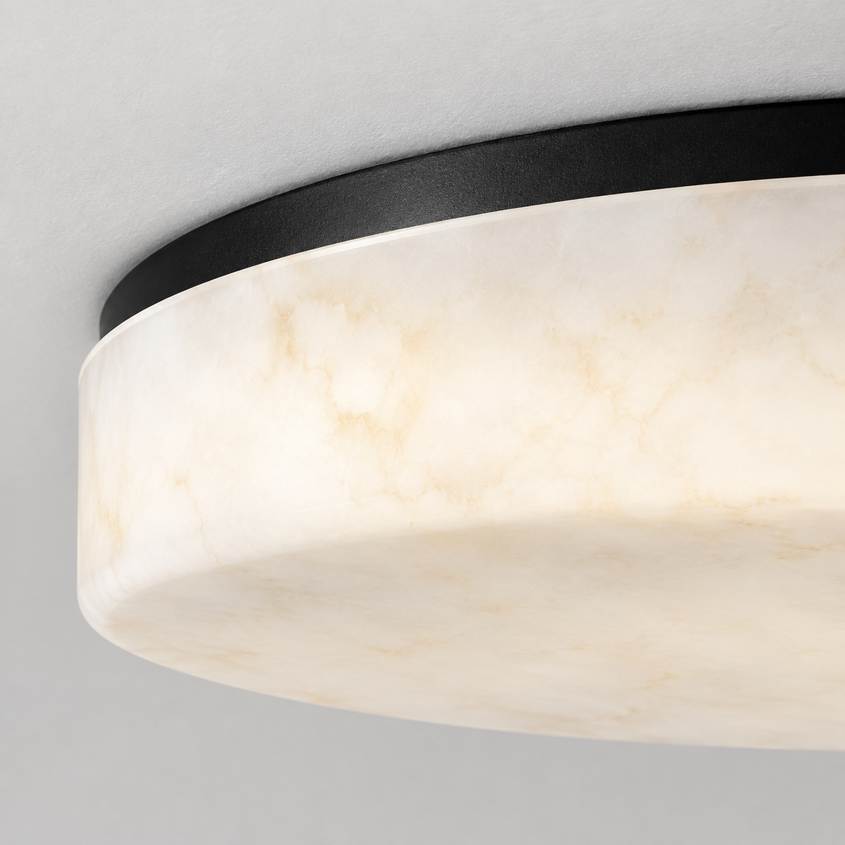 Runa Modern Veined Resin Flush Mount Ceiling Light, resin edge and mounting rim detail