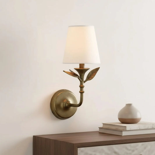 Rustic Botanical Forged Iron Wall Sconce