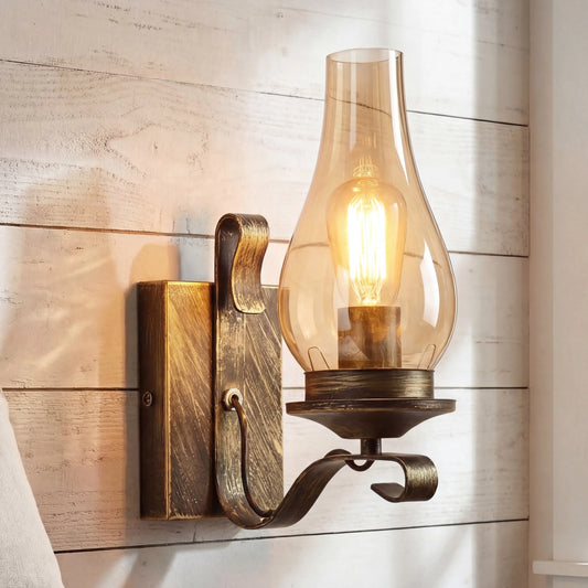 Rustic Kerosene-Inspired Metal Wall Sconce