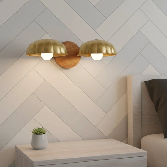 Rustic Sea Shell Wood Vanity Light