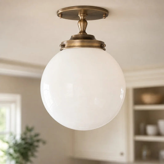 Sacut Modern Classic Globe Milk Glass Ceiling Light