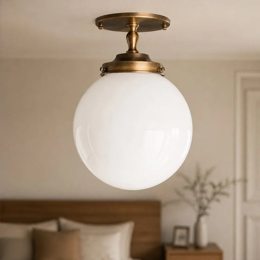 Sacut Modern Classic Globe Milk Glass Ceiling Light