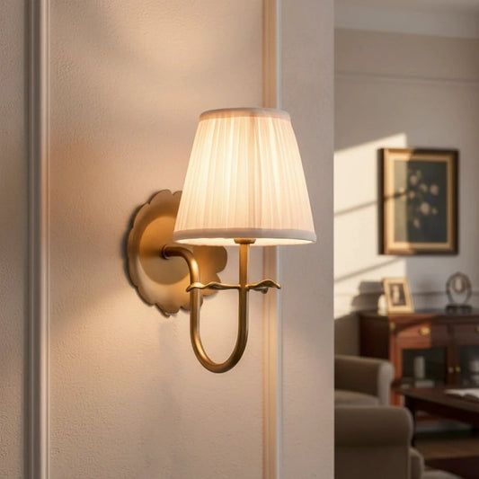 Sandra Vintage Pleated Cotton Shade Wall Sconce