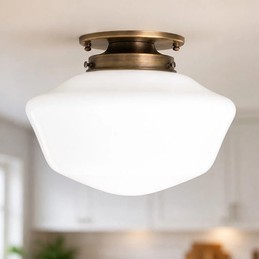 Sanen Retro White Geometric Glass Ceiling Light