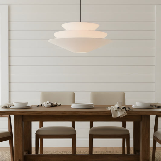 Scandinavian Tiered Linen Cone Pendant Light