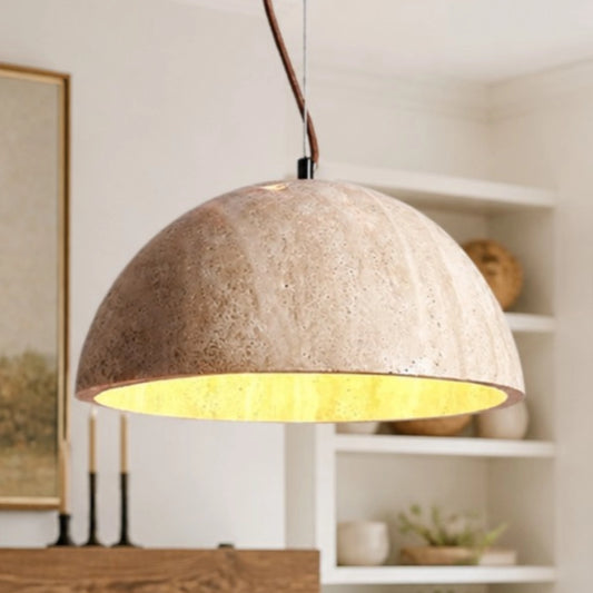 Serano Modern Dome Travertine Pendant Lamp