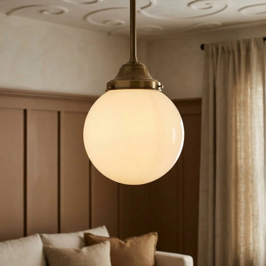 Shay Vintage Metal Glass Sphere Pendant Light