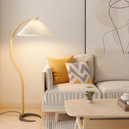 Signe Nordic Curved Wood Floor Lamp