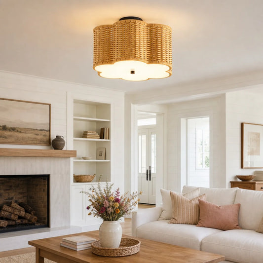 Eirian Bohemian Rattan Flower Ceiling Light