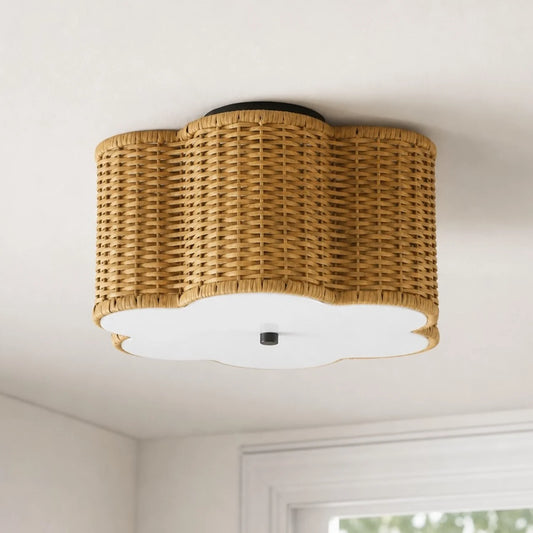 Eirian Bohemian Rattan Flower Ceiling Light