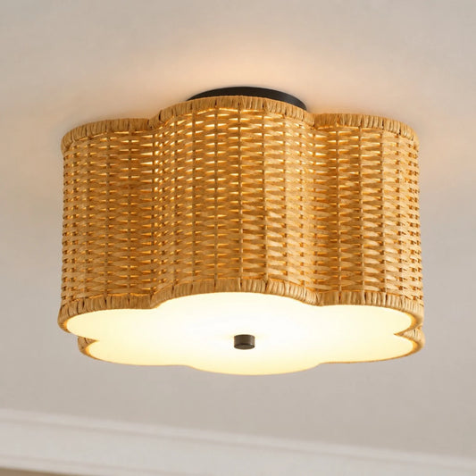 Eirian Bohemian Rattan Flower Ceiling Light