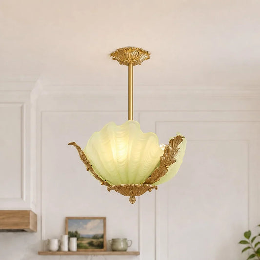 Siora Vintage Ornate Glass Capiz Shell Chandelier