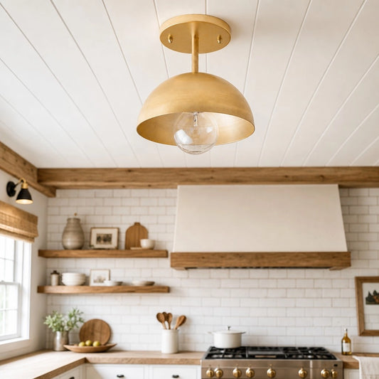 Sivana Minimalist Half Dome Brass Ceiling Light