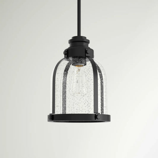 Solène Minimalist Nickel Seeded Glass Dome Pendant Light