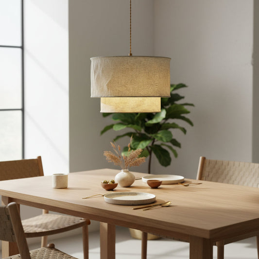 Sophia Natural Fabric Tiered Pendant Light