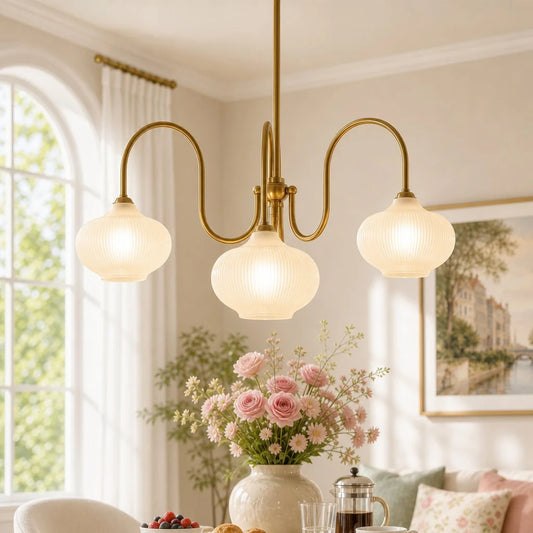Sorrel  Modern 3-Light Swan Curve Glass Chandelier