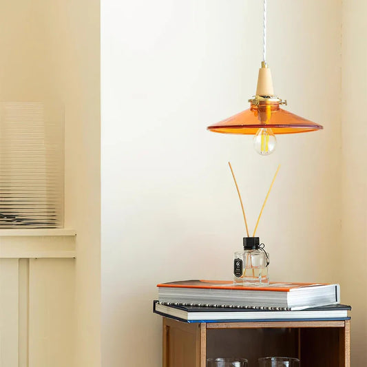 Stilbon Nordic Creative Umbrella Orange Glass Pendant Light