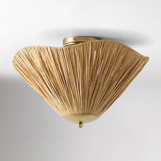 Svel Modern Natural Raffia fan-shade Flush Mount Ceiling light