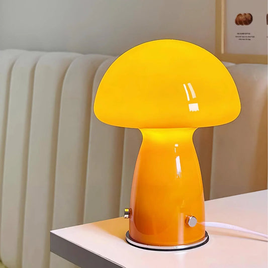 Sylas Modern Orange Bauhaus Mushroom Table Lamp