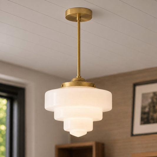 Sylvaine Art Deco Opal Glass Tiered Pendant Light