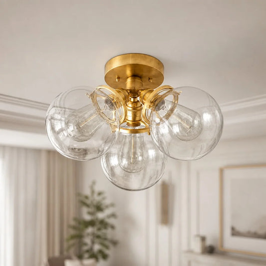 Talen Modern Industrial Triple Glass Globe Ceiling Light