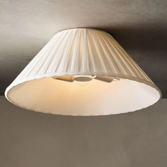 Tansy Rustic Round Pleated Shade Flush Mount