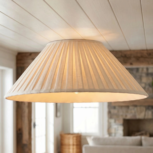 Tansy Rustic Round Pleated Shade Flush Mount