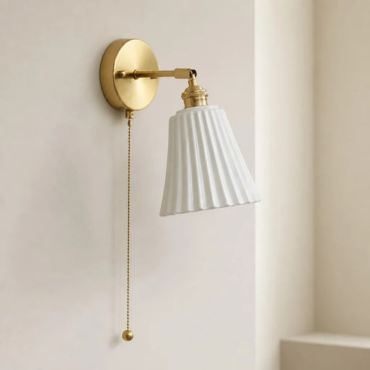 Tavian Modern Pull Cord Ceramic Wall Lamp
