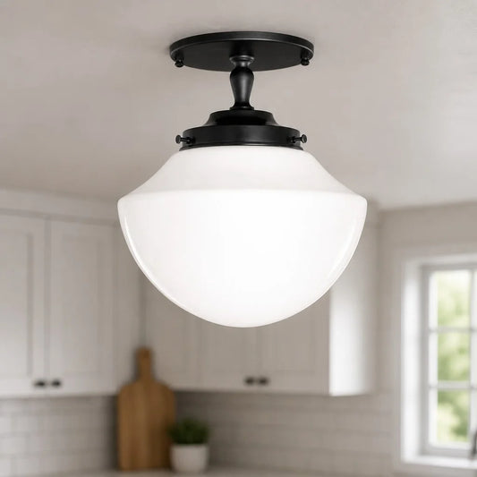 Tecay Modern Minimalist Milk Glass Ceiling Light