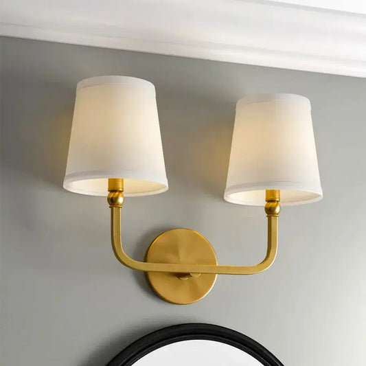 Lydia Modern Flared White Fabric Vanity Light