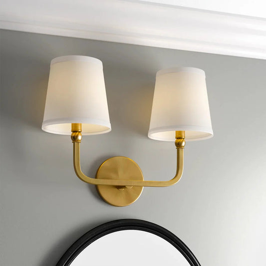 Tethys Modern Flared White Fabric Vanity Light