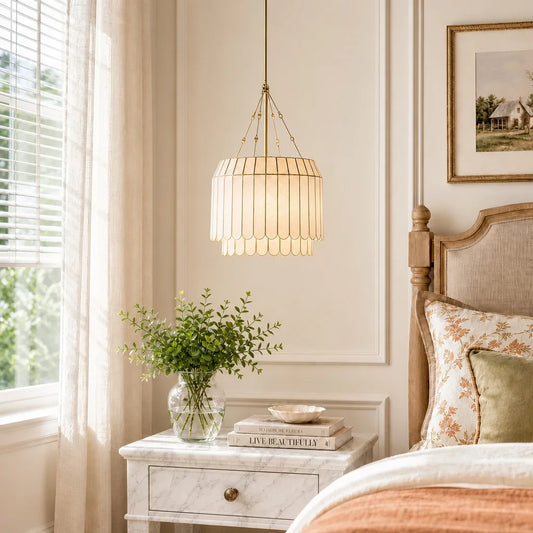 Tevyn Vintage Tiered Capiz Shell Pendant Light