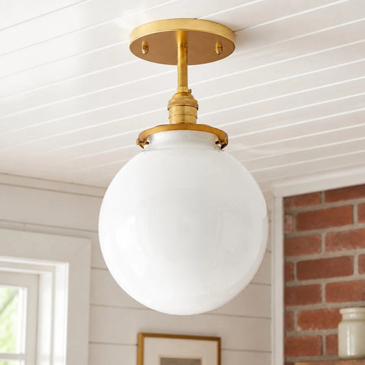 Thalion Modern Opal Globe Semi-Flush Ceiling Light