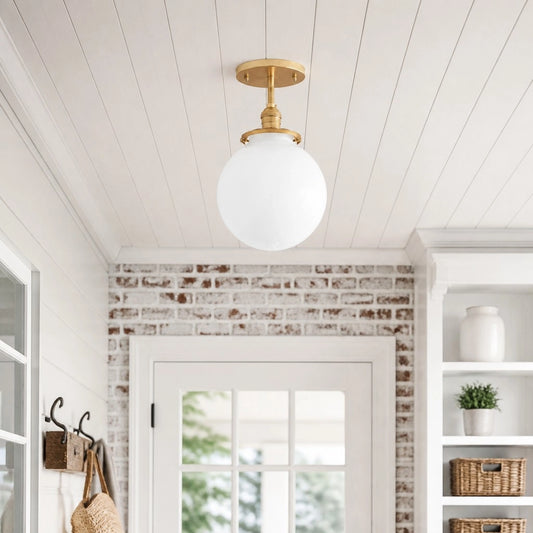 Thalion Modern Opal Globe Semi-Flush Ceiling Light