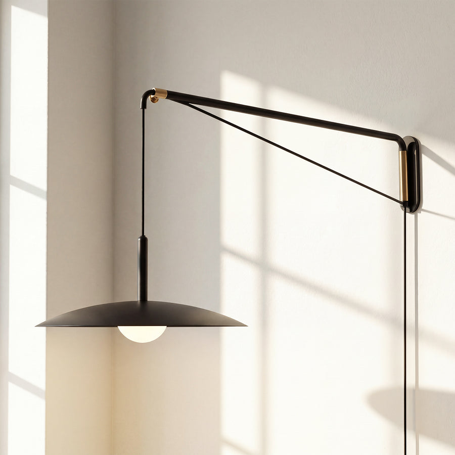Theron Minimalist Adjustable Plug-In Metal Wall Sconce