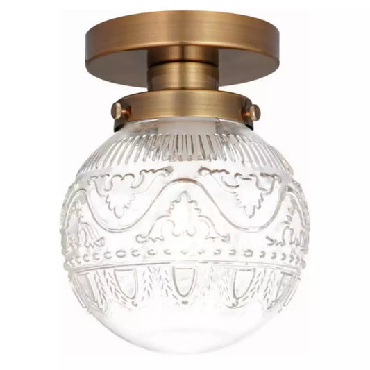 Thetis Vintage Antique Engraved Pattern Globe Glass Ceiling Light