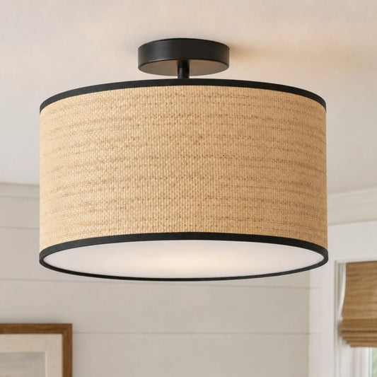 Stellan Drum Woven Flush Mount Ceiling Light