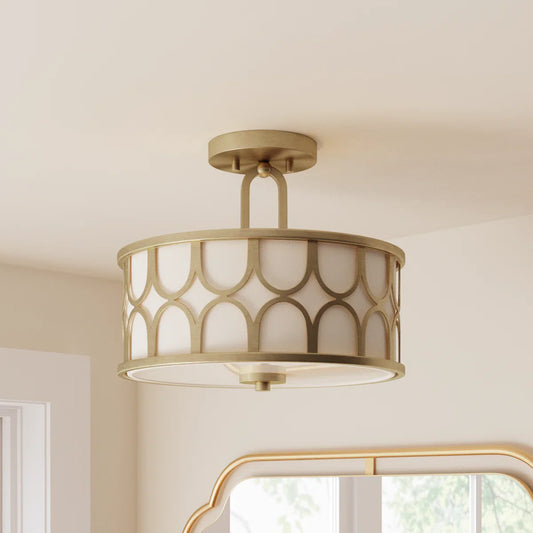 Tiberius Luxury 2-Light Drum Frame Semi Flush Mount Light