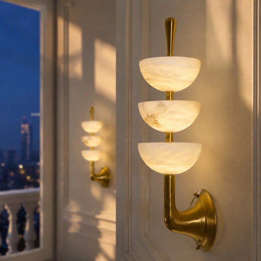 Tindre Modern Tiered Bowl Alabaster Wall Lamp