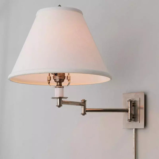 Tityos Retro Swing Arm Linen Metal Wall Sconce