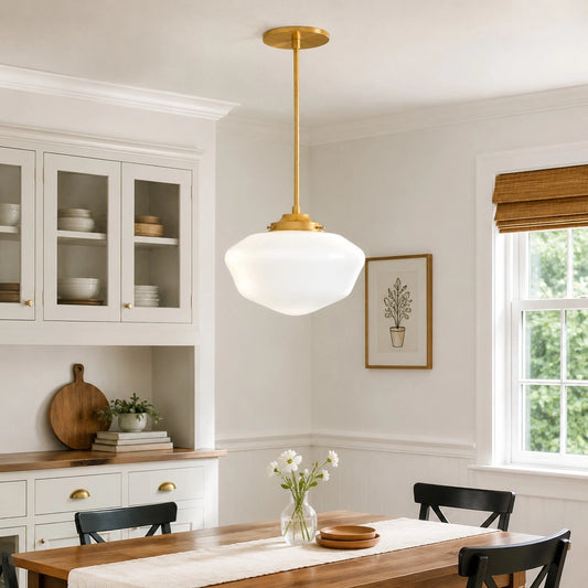 Tivona Art Deco Opal Glass Pendant Light