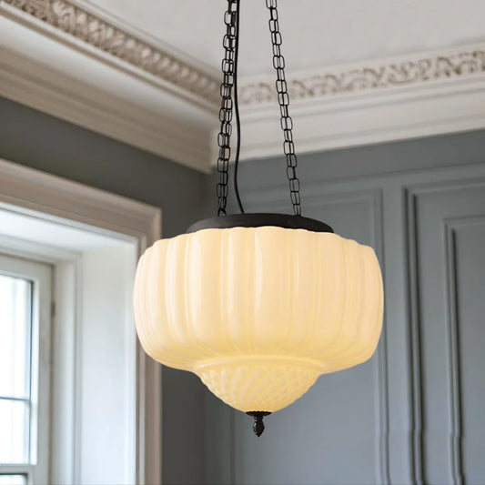 Triton Mid-Century Modern Milk Glass Pendant Light