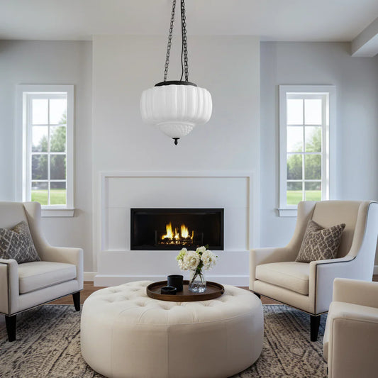 Triton Mid-Century Modern Milk Glass Pendant Light