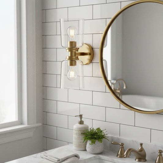 Tyche Modern Cylinder Glass Double Sconce