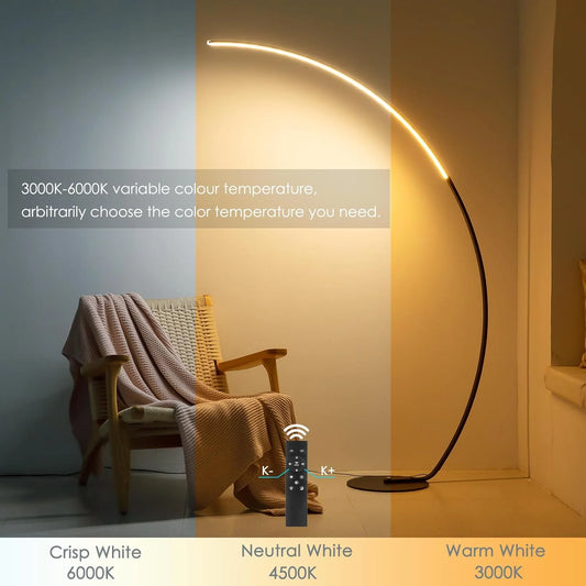 Ultra Bright 2000LM Dimmable Arc LED Floor Lamp with Remote Controls