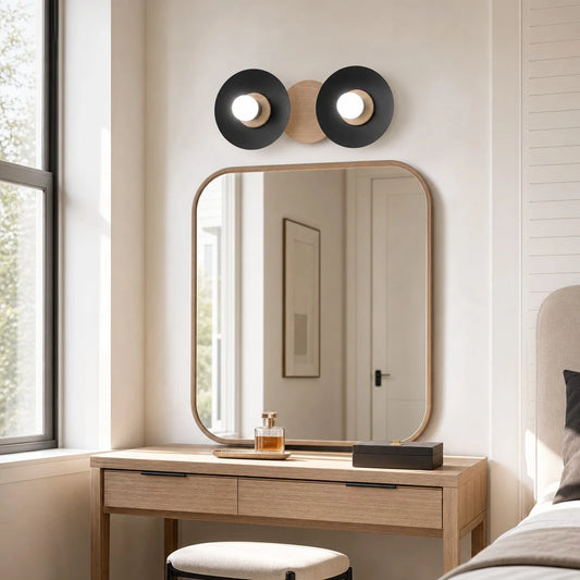 Ulyra Nordic Wood Disc 2-Light Wall Sconce