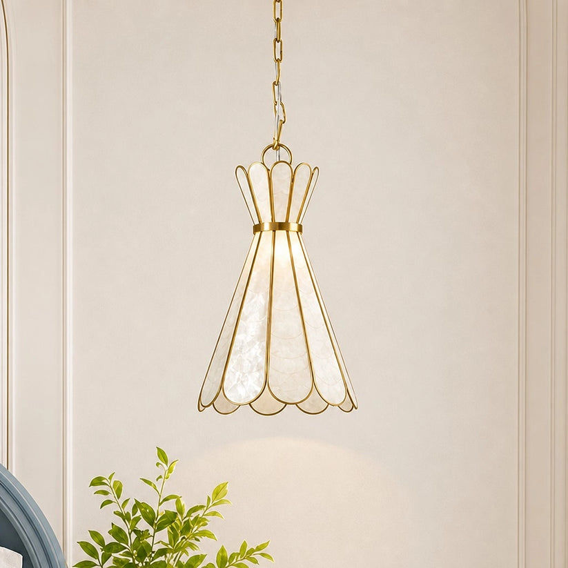 Uthara Art Deco cone Capiz shell pendant light