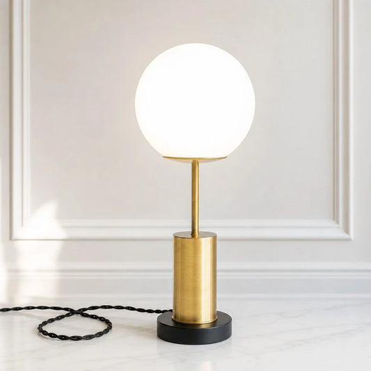 Vaelin Mid-Century Globe Glass Metal Table Light