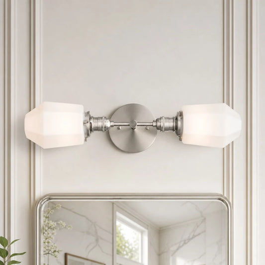 Vairi Art Deco Geometric Glass 2-Light Wall Light