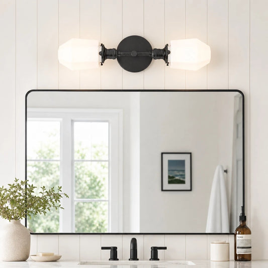 Vairi Art Deco Geometric Glass 2-Light Wall Light